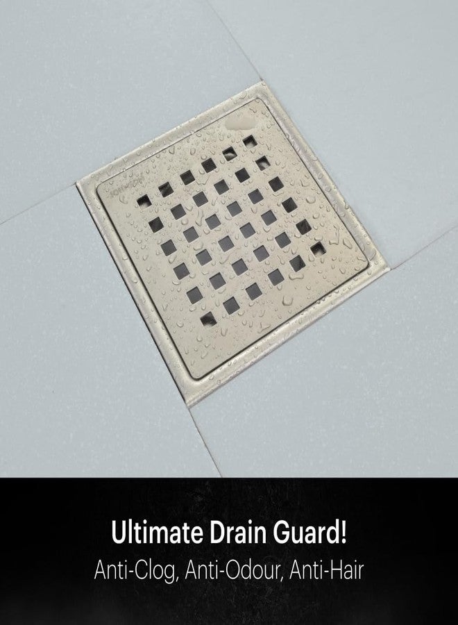 Johnson Bathrooms Johnson Rio 6x6 inches Square Floor Drain | SS304 Grade Floor Trap Jali/Drain Cover| Anti-Rust, Matt/Satin Finish | 2 Year Warranty (T7181S2 - Stainless Steel) - Image 5